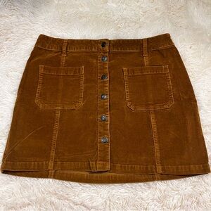Mudd Chestnut Brown Corduroy Button-Front Mini Skirt